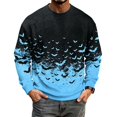 thumbnail image 4 of Rexolia Mens Oversized Waffle T Shirt Halloween Spider Bat Graphic Long Sleeve Casual Comfort Top Blue 5XL, 4 of 7
