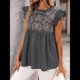 thumbnail image 5 of Blusas Peplum con Mangas con Volantes para Mujer, Elegantes, Informales, Bohemias, Estampadas, Holgadas. Gris L, 5 of 10