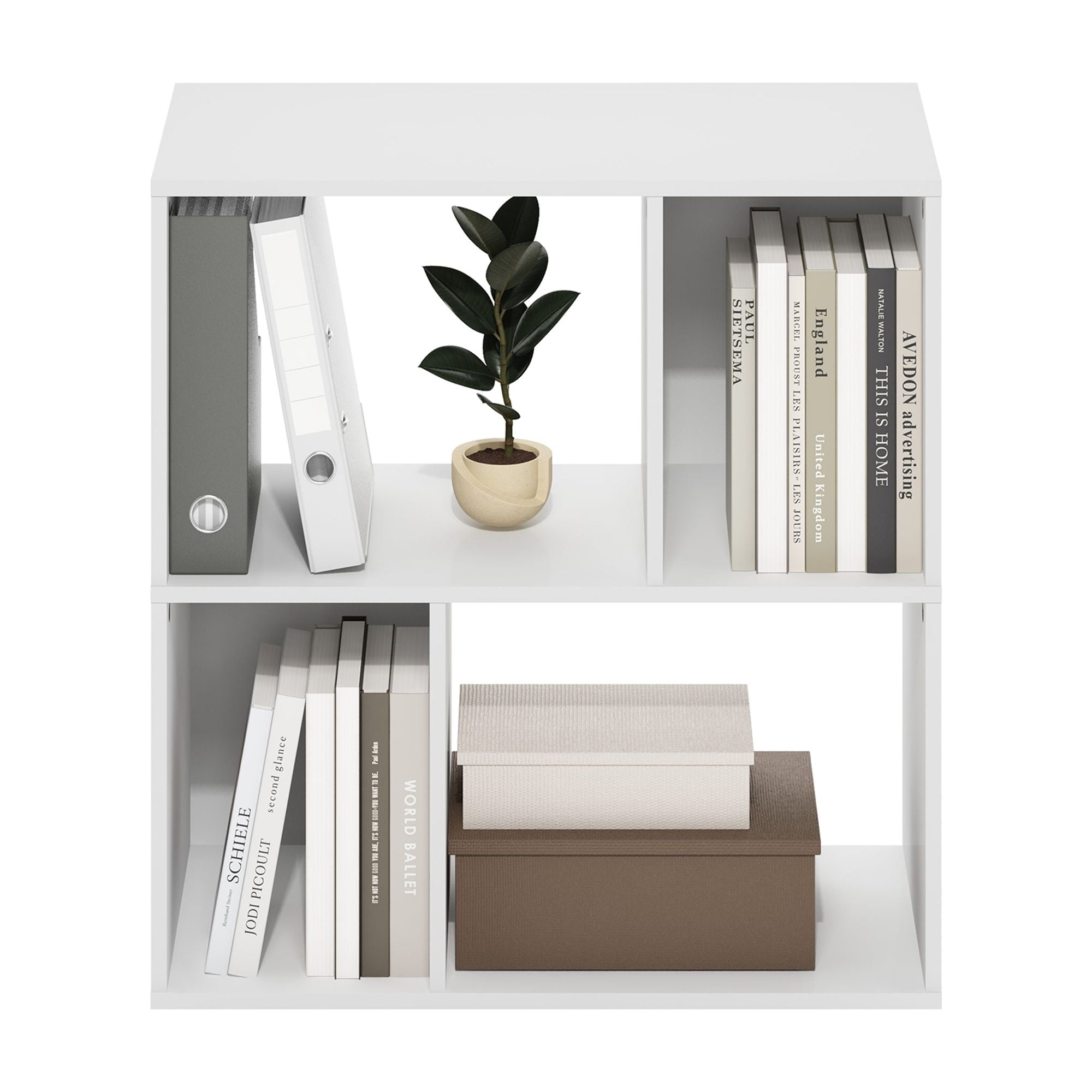 Furinno DALY 4-Cube Irregular Cubes Bookcase in Bookshelf in Storage White