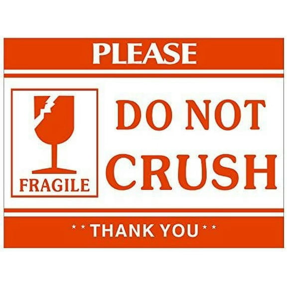 ProLine® 2" x 3" Fragile DO NOT CRUSH Handle With Care Stickers Glossy Surface Self Adhesive Labels 500 Per Roll