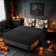 thumbnail image 5 of Homewish Halloween Spooky Animal Full Size Bedding Sets, Checkered Flower Full Size Bed in a Bag, Black White Orange, Black Reversible 7pcs, 5 of 7