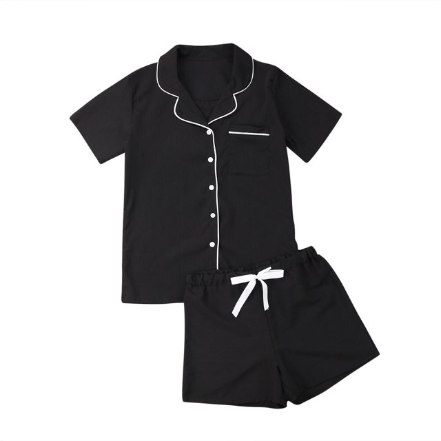 Ensemble de Pyjamas d'Été pour Femmes Manches Courtes Vêtements de Nuit Hauts+pantalons Vêtements de Maison Vêtements de Nuit