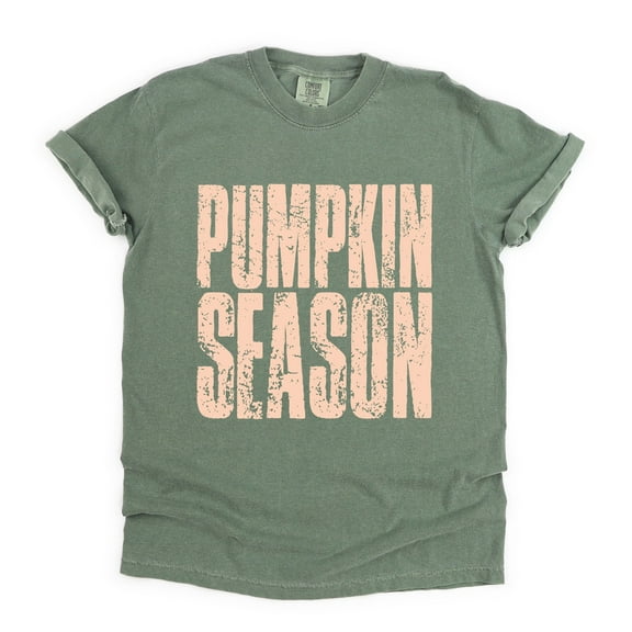 Pumpkin Season Stacked Distressed - Women's Garment Dyed Graphic T-Shirt