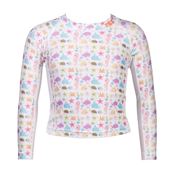 IST Kids Spandex Rash Guard, Long Sleeve Swim Shirt, Sun Protection Swimwear for Girls & Boys- (Marine Life, L)