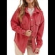 thumbnail image 1 of Chaqueta de Larga con Solapa Suelta para Mujer, Cárdigan Irregular con Bolsillo de Rojo XL, 1 of 7