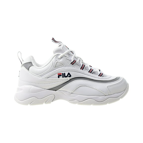 Fila Women's Ray White / Navy Metallic Silver Ankle-High Sneaker - 9.5M