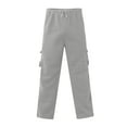 thumbnail image 4 of Cargo Sweatpants for Men Baggy Plus Size Drawstring Open Bottom Sweatpants Big and Tall Gym Workout Pants with Pocket Light Gray L, 4 of 5