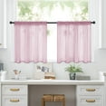 thumbnail image 1 of Xiao Hua Cortina pequeña de gasa fina, impermeable, semiopaca, de color sólido, para decoración de cocina y baño, 2 piezas, 29,9 x 36,22 pulgadas, color rosa, 1 of 5