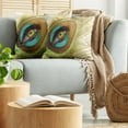 thumbnail image 5 of Ambesonne Colorful Throw Pillow Cover 2 Pack, Peacock Feather Eye, 16", Green Brown Turquoise, 5 of 7