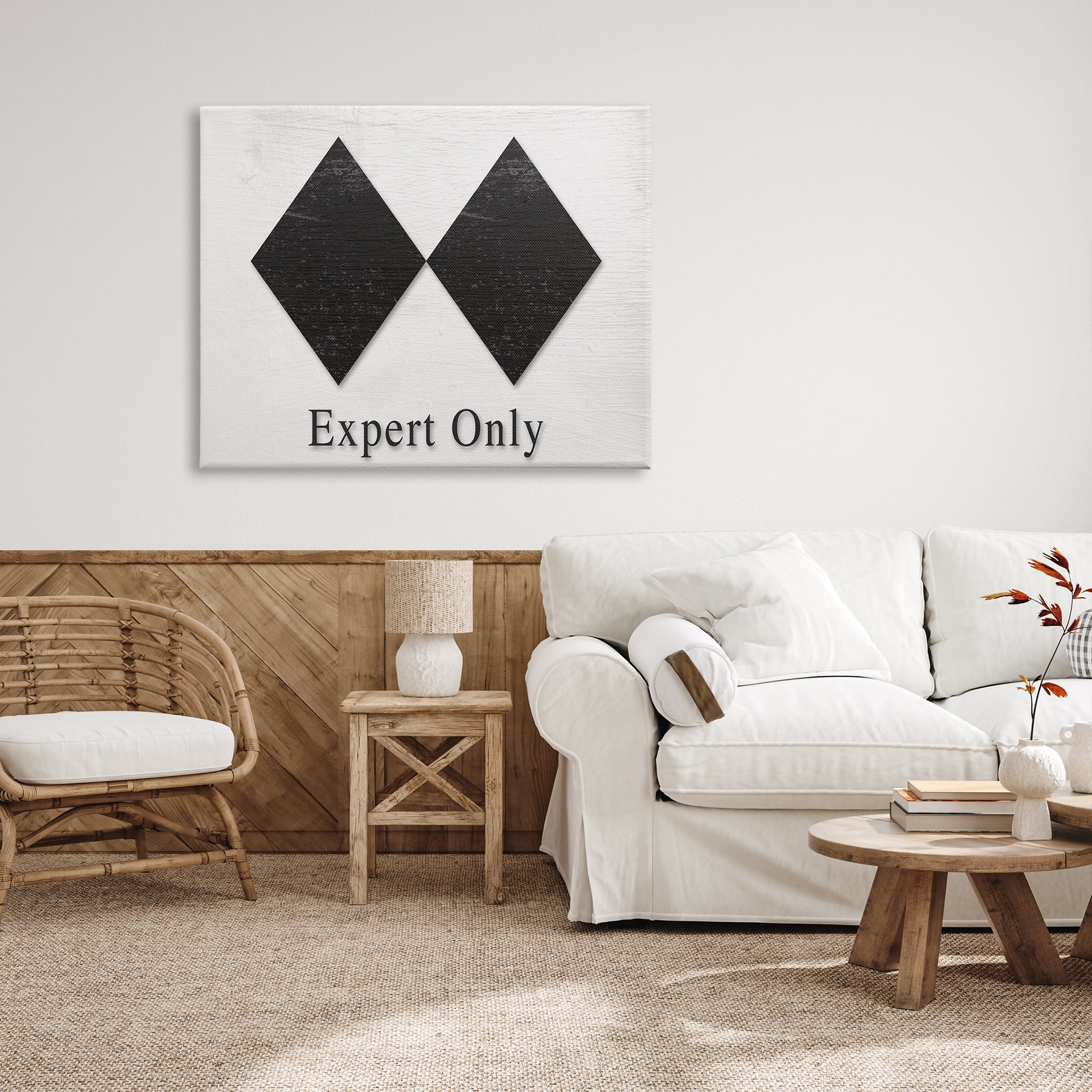 Stupell Industries Double Black Diamond Ski Sport Symbol Experts Only, 48 x 36, Design by Daphne Polselli