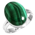 thumbnail image 1 of 925 Silver Ring For Women - Men Green Genuine Malachite Stone Silver Ring Size 7.5 May Birthstone Simple Silver Ring Size 7.5 Gift For Sister On Easter 925 Silver Jewelry With Gemstone, 1 of 1