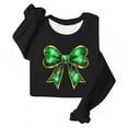 thumbnail image 4 of Saint Patricks Day Outfit Women Green Ribbon Bow Shirts Casual Long Sleeve Sweatshirt Crew Neck Pullover Tops Irish Shirts for Women, 4 of 4