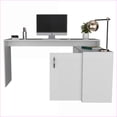 thumbnail image 5 of Desks Modern L-Shaped Desk with Open & Closed Storage, 59” Work Surface | White | Particle Board, 5 of 7