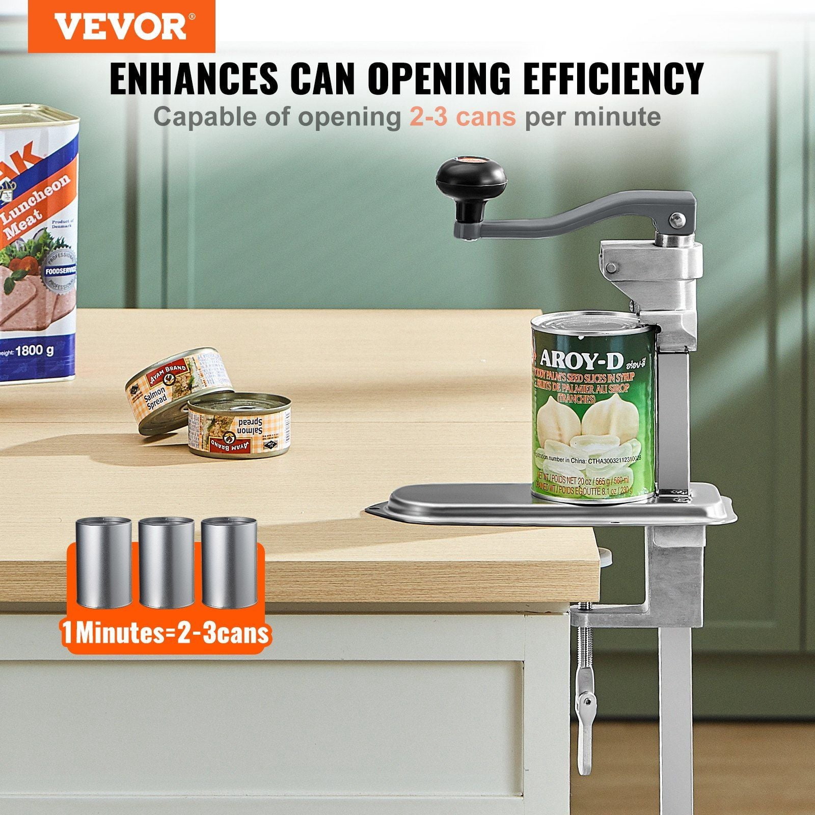 Manual Can Opener, Commercial Table Clamp Opener for Large Cans, Heavy Duty Can Opener with Base, Adjustable Height Industrial Jar Opener For Cans Up to 15.7" Tall, for Restaurant Hotel Home Bar