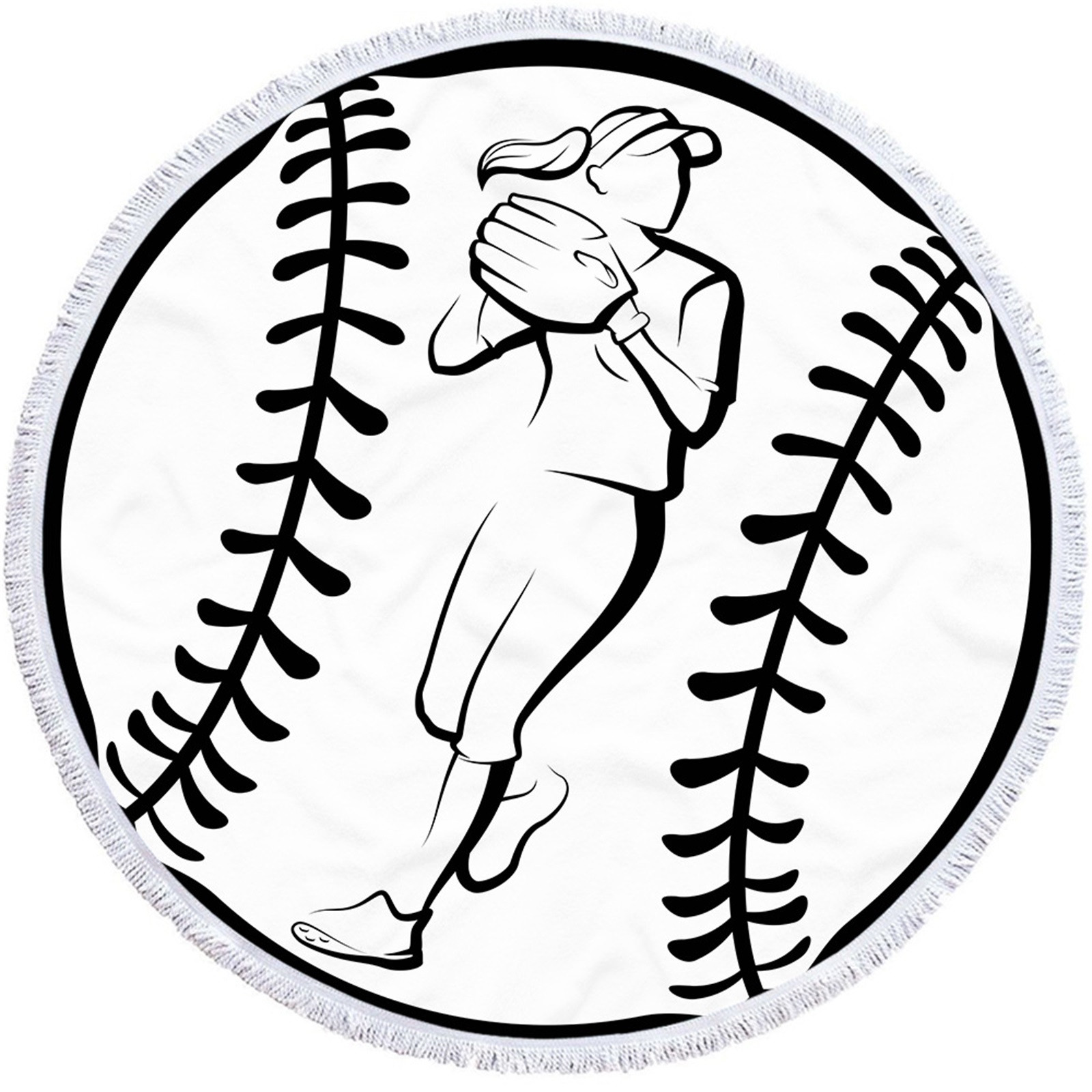 Sehao Round Softball Beach Towel Ultra Light Blue Bath Towel Sandproof