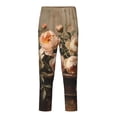 thumbnail image 2 of Gukieu Vintage Peonies Rustic Charm Print Youth Home Trousers, Elastic Waistband with Pockets for Home and Outing, Suitable for Children Aged 5-16-Large, 2 of 6