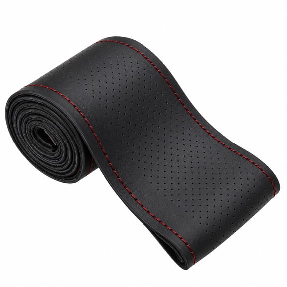 Hand-Stitched Perforated Steering Wheel Cover - Universal 14.96 in Car Steering Wheel Wrap with Contrast Stitching