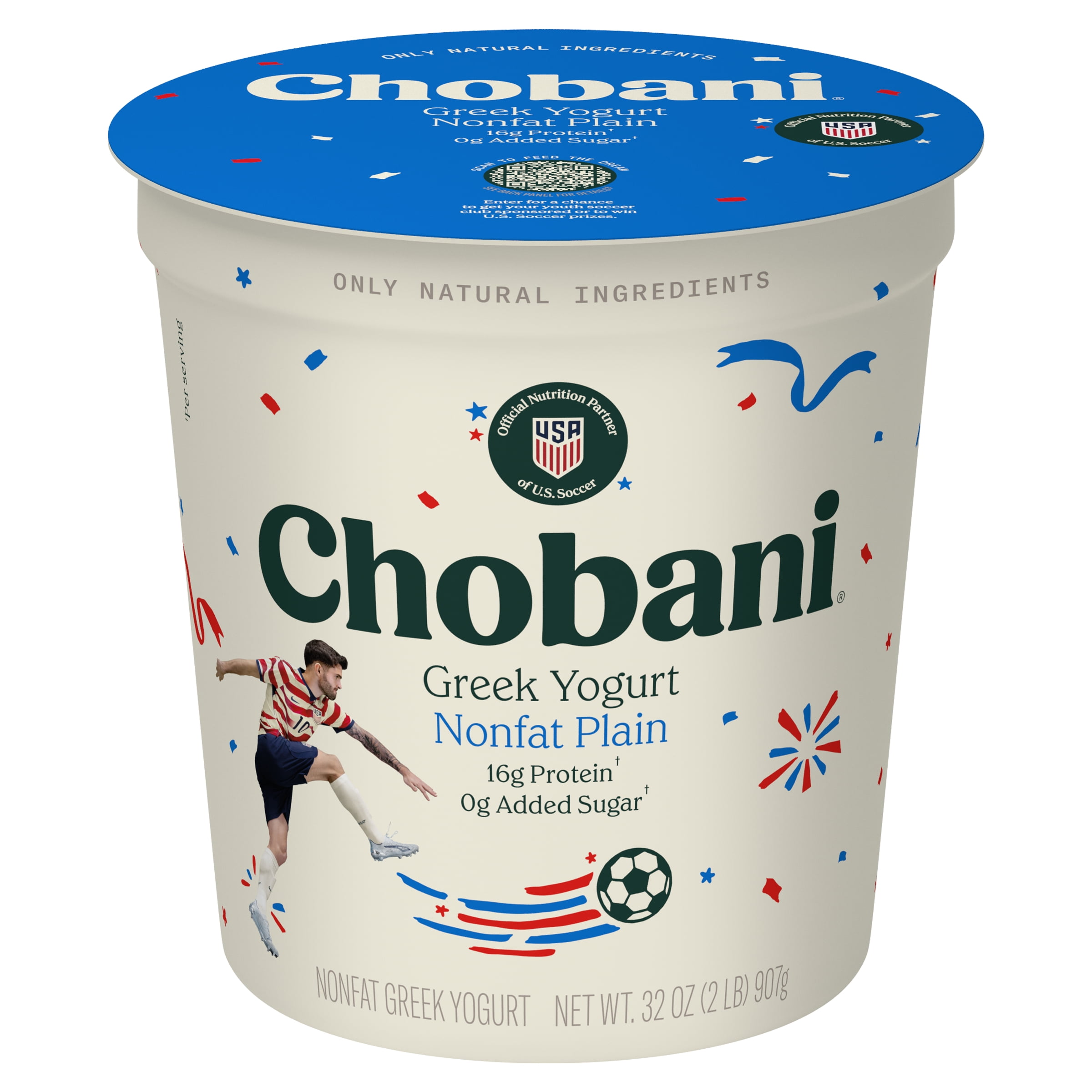 Chobani Non-Fat Greek Yogurt Plain 32 oz + Daisy Sour Cream 14 oz Squeeze Pouch Bundle