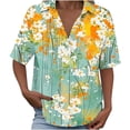 thumbnail image 7 of GUACER Womens Short Sleeve Tops Floral Print Button Down Shirts Cotton Linen Casual Collared Loose Blouses, 7 of 7