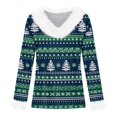 thumbnail image 5 of WJOSBXT Christmas Shirts for Women Faux Fur Trim V Neck Tops Funny Xmas Graphic Tees Fluffy Long Sleeve Holiday Pullover Tee Tops L, 5 of 6