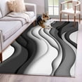 thumbnail image 2 of Black Grey Ombre Large Area Rugs for Bedroom Living Room, Non Slip Carpet Bedside Rug, Moire Modern Aesthetics Geometric Abstract Rectangular Floor Cover Kitchen Accent Rug 4'x6' for Dining/Office, 2 of 9