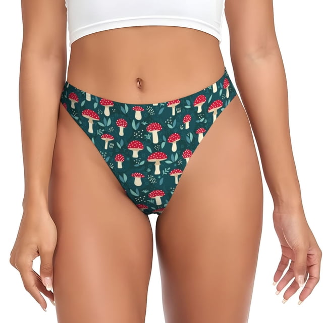 Fotbe Amanita Mushroom Tanga Sin Costuras para Mujer con Estampado – Panties Invisibles, Transpirables y Cómodos para Uso Diario-Large