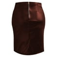 thumbnail image 6 of Leather Pencil Skirt for Women High Waisted Lace Up Bodycon Side Slit Faux Leather Mini Skirt, 6 of 8