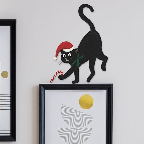 Pegatina de negro navideño, adorable , calcomanías de pared fáciles de despegar y pegar, decoración de pared navideña para el Día de Acción