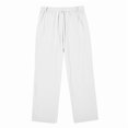 thumbnail image 4 of Mens Linen Casual Dress Pants Old Money Pleated Wide Leg Baggy Vintage Relaxed Fit Slacks Work Office Trousers White S, 4 of 5