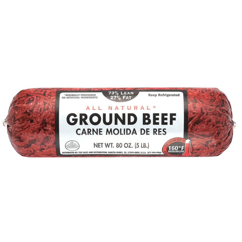 All Natural* 73 Lean/27 Fat Ground Beef Roll, 5 lb