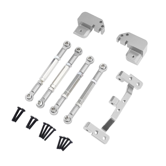 Fiocias RC Car Axle Rod Aluminum Alloy Replacement Kit Model Car Axle Rod Four Link Mount Rod Secure Fitment Complete Set Suitable for RC Crawling Sports DIY silver