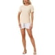 thumbnail image 2 of INSPIRAR CHIC Blusas de Cuello Redondo de Manga Corta de los Años 50 para Mujeres M Amarillo Claro, 2 of 6
