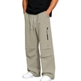 thumbnail image 3 of Tqyyweavej Men's Casual Cargo Pants Plus Size Straight Leg Trousers with Zip Pockets Drawstring Wide Leg Outdoor Joggers for Hiking M-4XL, 3 of 10
