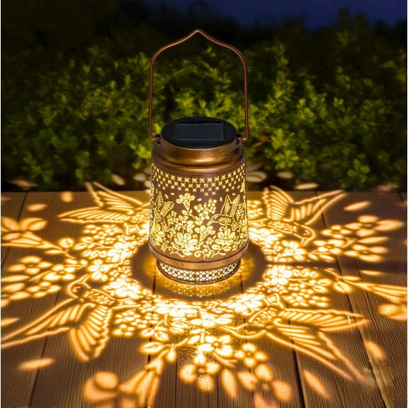 YAKii Hummingbird Solar Lanterns Outdoor Waterproof Garden Decor Birthday Gifts for Women Mom Grandma Metal Hanging Solar Lights Outside Decorative for Yard Patio Lawn Pathway Landscape
