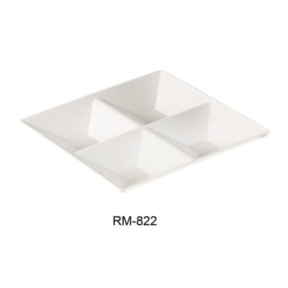 Rome 4-Compartment Square Plate, White - Pack of 12
