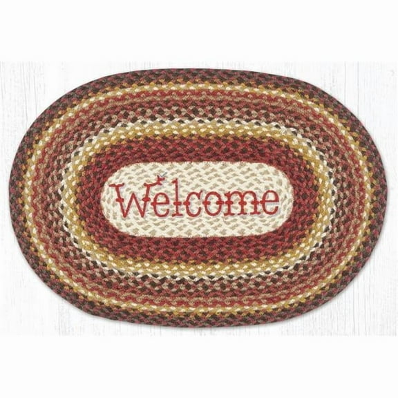 Earth Rug 65-780W 20 x 30 in. Welcome Braided Oval Patch Rug, Multi Color