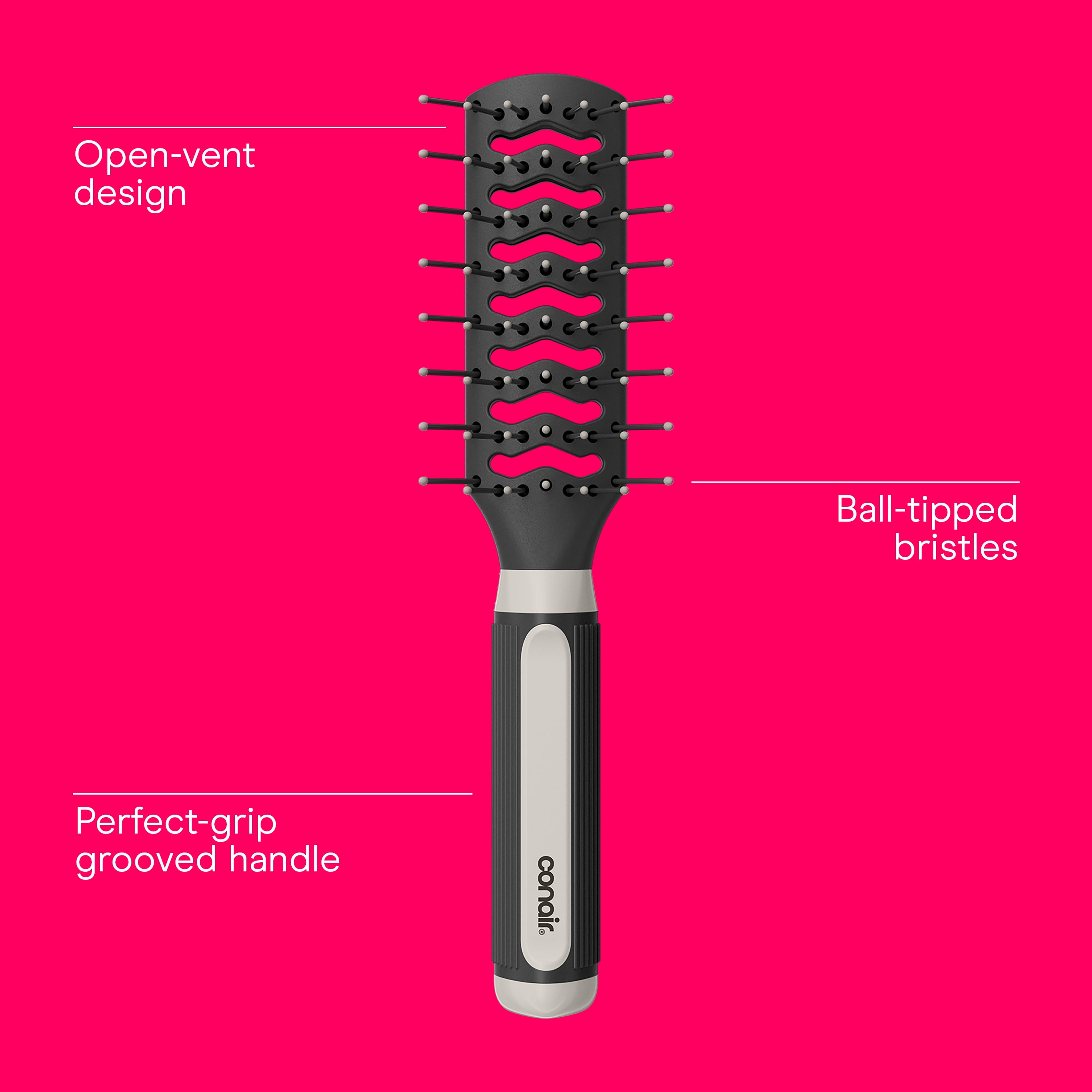 (2 pack) Conair Grip & Lift Vented Hair Brush with Rubber-Grip Handle