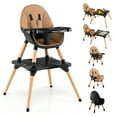 thumbnail image 1 of Chaise Haute pour Bébé Réglable, Chaise de Repas pour Bébé Convertible avec Siège Coussiné, Ceinture à 5 Points, Plateau Détachable Réglable en 4 Étapes, Convient aux Bébés de 6 à 36 Mois, Café, 1 of 9