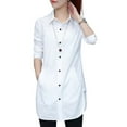 thumbnail image 5 of sunsanly Women Shirt Solid Color Long Sleeve Single Breasted Turndown Collar Loose Streetwear Spring Summer OL Basic Shirt Blouse Women Clothes, 5 of 8