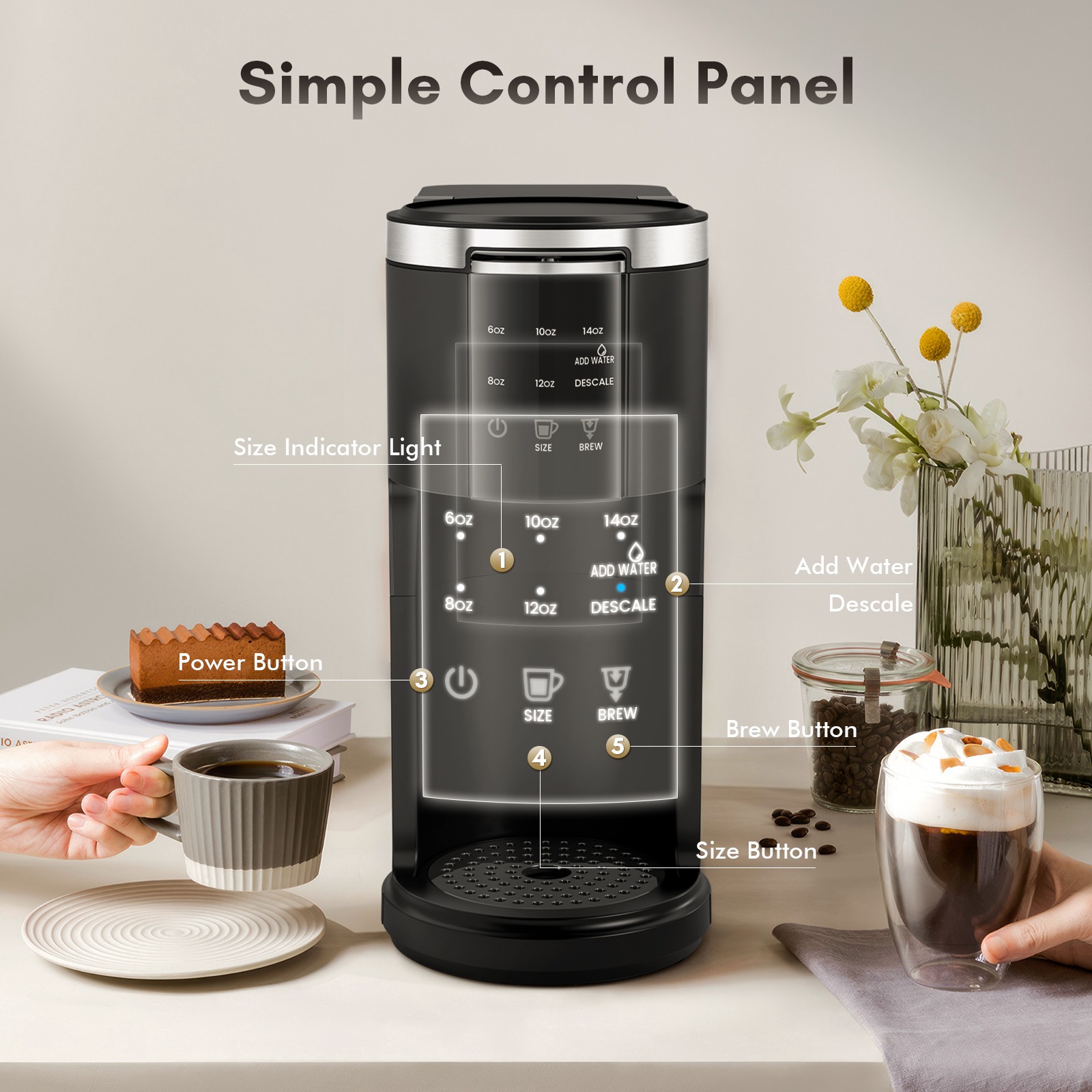 Moifoi 2-in-1 Single Serve Coffee Maker, K-Cup and Ground Coffee photo 3