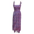 thumbnail image 3 of Sun Dresses Women Summer Casual Sleeveless Shoulder Straps Bowknot Smocked Beach Maxi Dress Boho Floral Flowy Dress, 3 of 8