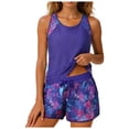thumbnail image 1 of Yammkia Tankini Swim Tops Women's Tankini Sets Two Piece Bathing Suits Tummy Control Square Neck Adjustable Straps Ruched Ribbed(Purple,S), 1 of 9