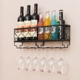 thumbnail image 1 of Metal Wine Rack Industrial Style Wall Mounted Bottle Holders Hanging Kitchen Decor, 1 of 4
