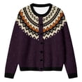 thumbnail image 2 of Huowey Women Halloween Cardigan Sweaters Fair Isle Knit Button Up Cardigans Long Sleeve Crew Neck Stylish Festival Coats,Dark Purple,XXXL, 2 of 4