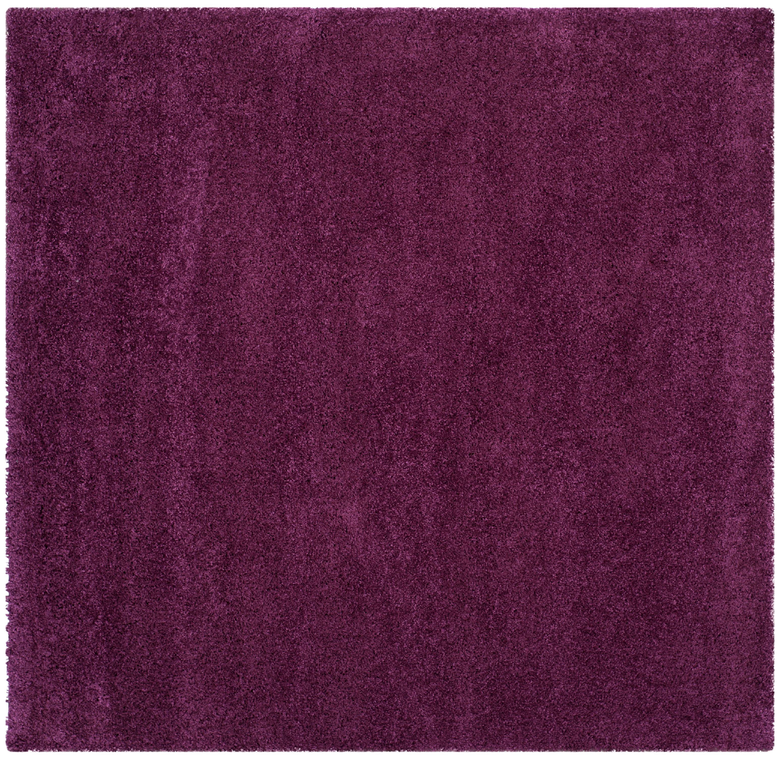 SAFAVIEH Santa Monica Chelsey Solid Shag Area Rug, Purple, 6'7" x 6'7" Square