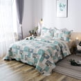 thumbnail image 3 of Aqua Green Country-Chic Print Quilt Set, 3 of 8