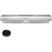 AMZCHEF Under Cabinet Range Hood 30 Inch 250CFM Stainless Steel Kitchen Stove Vent Hood 3 Speed Exhaust Fan Button Control LED lights Dishwasher