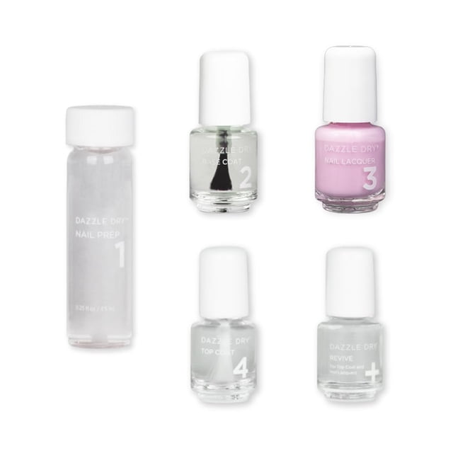 Dazzle Dry Mini Kit 4 Step System - Soft Caress - A cool peony pink. Full coverage cream. (5 Piece Kit / 5 Manicures)