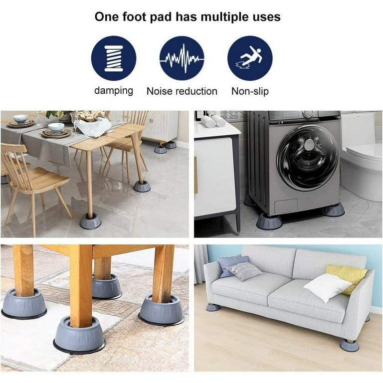 Anti Vibration Pads for Washing Machine 4 Pcs Shock and Noise Cancelling  Washer Dryer Support Anti-Walk Foot Pads Anti Slip Fridge Bed Leveling Mat