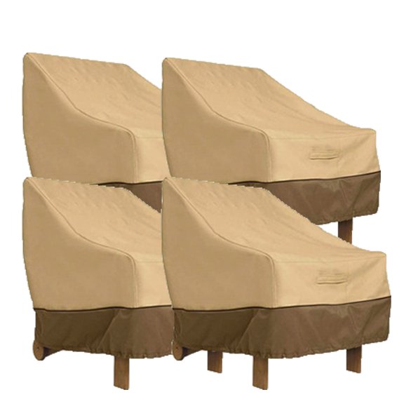 AUQ 4 Pcs Patio Furniture Covers,Premium Waterproof UV-Resistant Windproof Outdoor Chair Covers,Beige & Brown